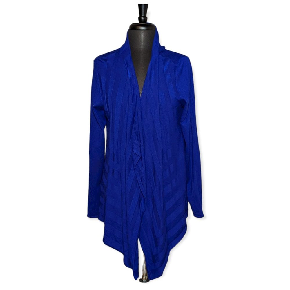Blue Open Front Cardigan Long Sleeve Size Large